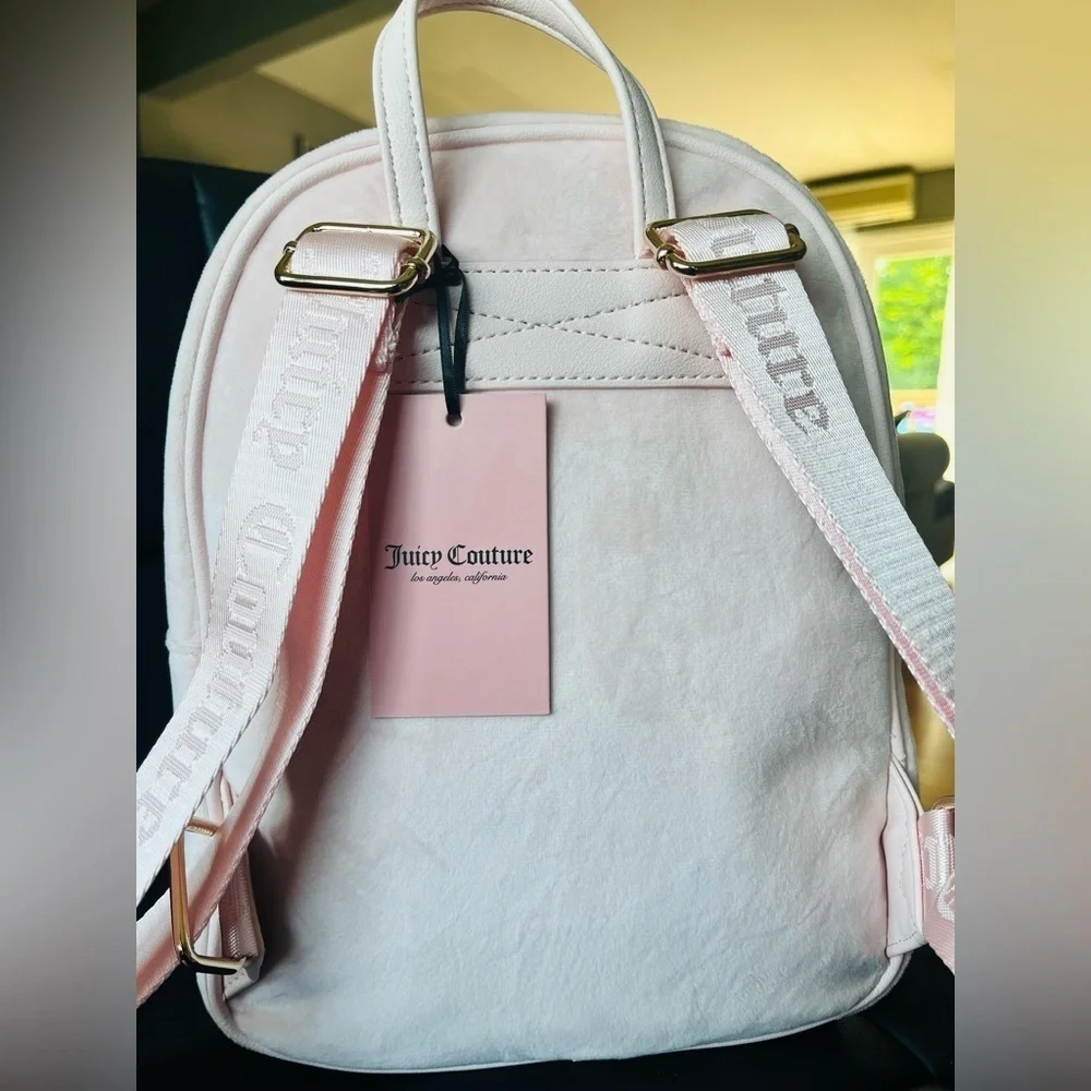 Juicy Couture Obsession Bling Backpack Powder Blush Rhinestone Logo NWT